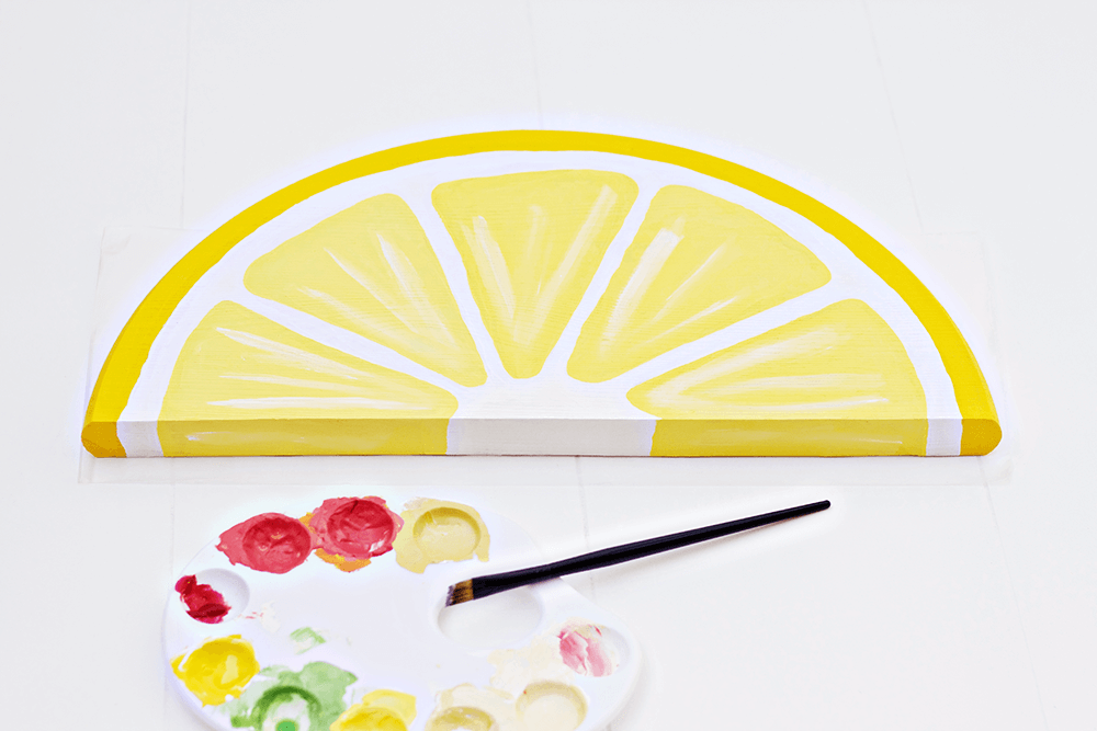 Citrus Fruit Serving Trays - painting in the lemon detail