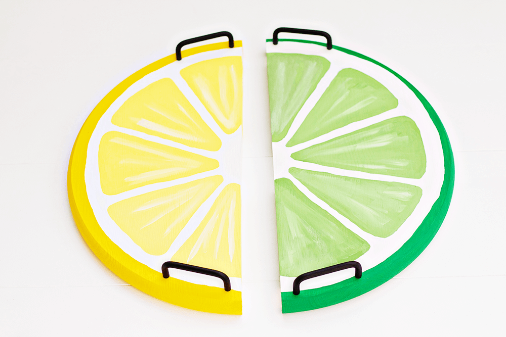 Citrus Fruit Serving Trays - lemon and lime, ready to go! This is a great, easy DIY!