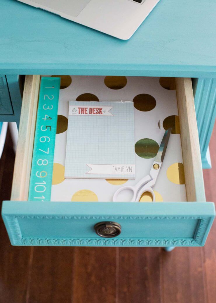 Blue Chalk Paint Desk... a beautiful and easy DIY, becoming the favorite homework station spot!