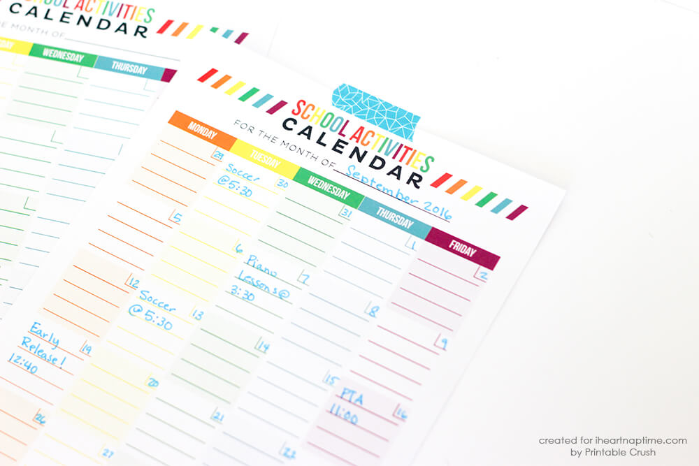 FREE School Organization Printables... stay on top of lunches and activities this school year with these free printables!