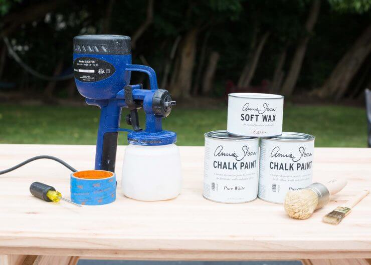 Blue Chalk Paint Desk... gathering all the tools