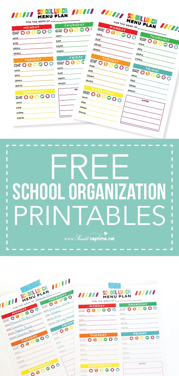 free school organization printables 