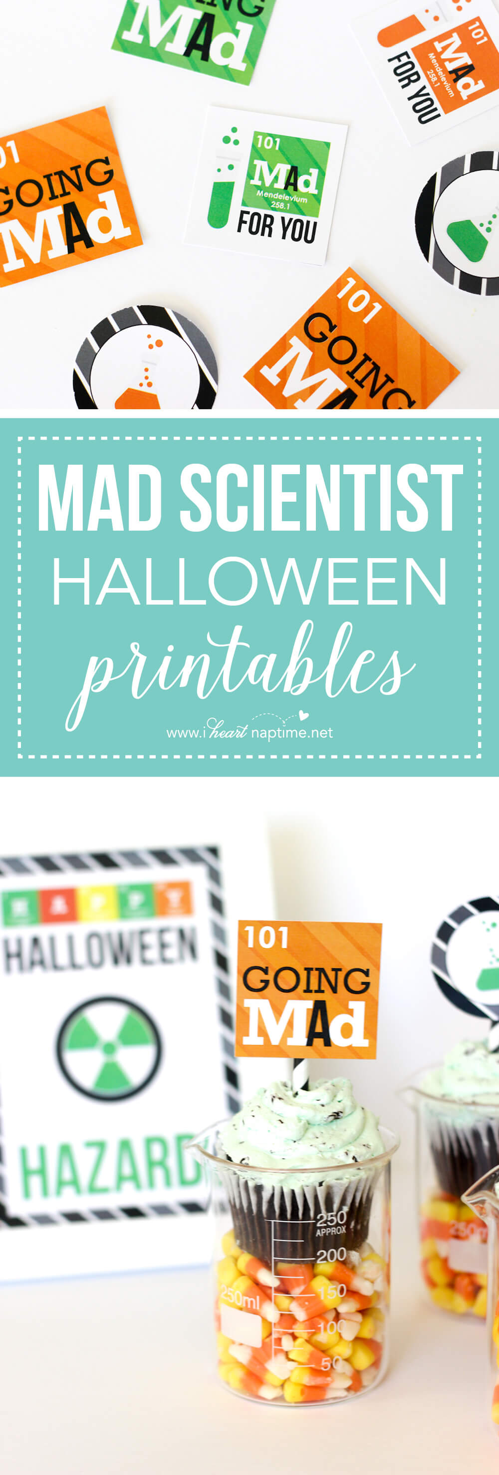 These Mad Scientist Halloween Party Printables are perfect for a little get-together! Grab some beakers and cupcakes to recreate this simple party idea!