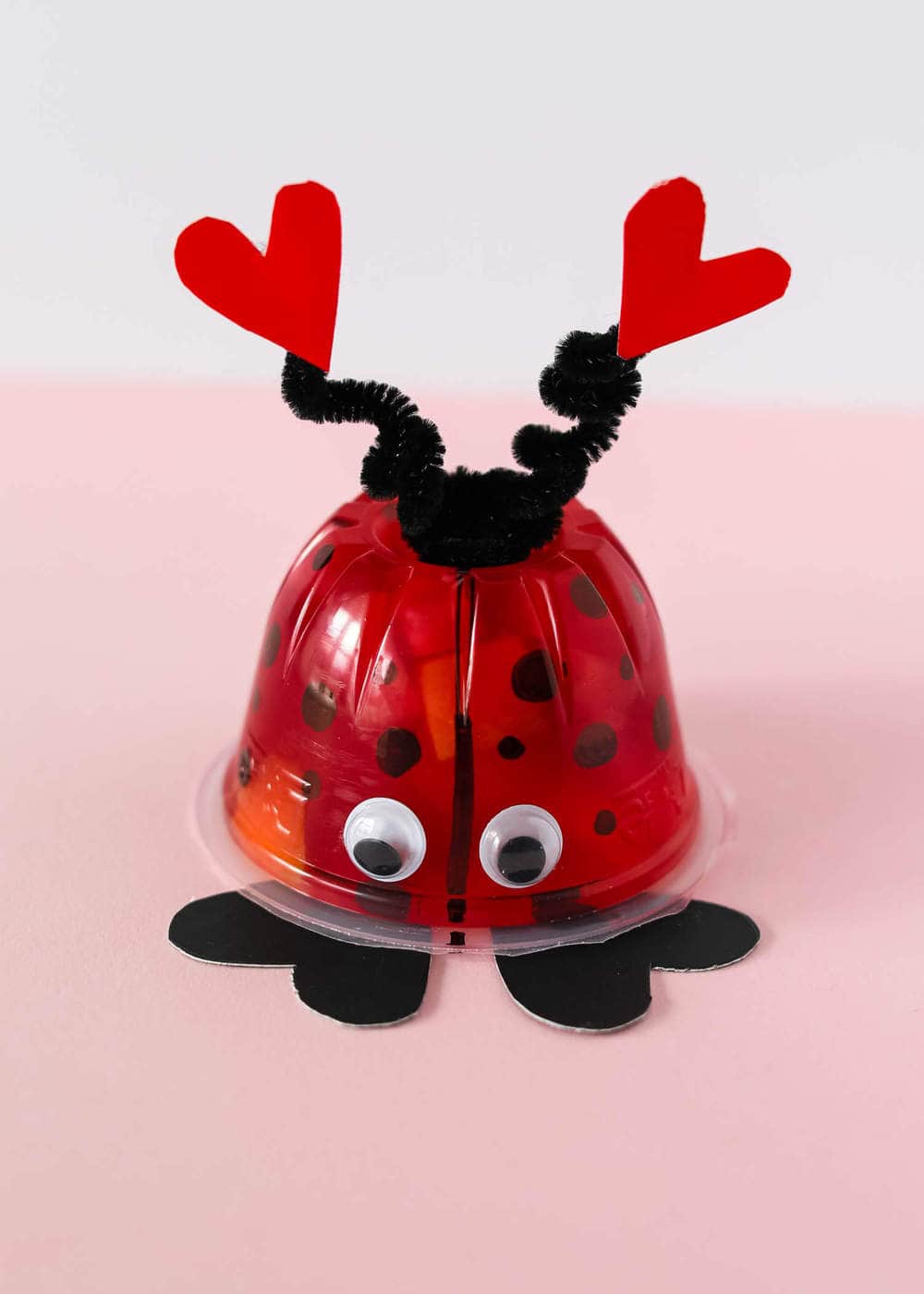 These Valentine's Day Love Bug Fruit Cups are the perfect non-candy Valentine for kids. They would make a great class party snack or lunch box treat.