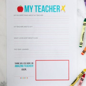 All About My Teacher Printable ...the perfect gift for teacher appreciation!