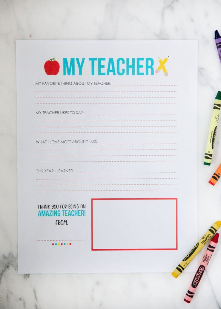 All About My Teacher Printable ...the perfect gift for teacher appreciation!