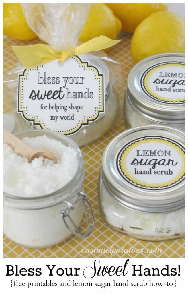 Bless Your Sweet Hands Lemon Sugar Scrub + 25 Handmade Gift Ideas for Teacher Appreciation - the perfect way to let those special teachers know how important they are in the lives of your children!