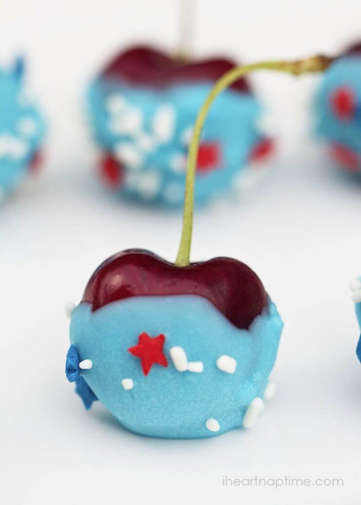 Chocolate Dipped Cherries + 50 Festive Memorial Day BBQ Ideas...creative ways to kick-off summer and celebrate our freedom while remembering our fallen heroes!
