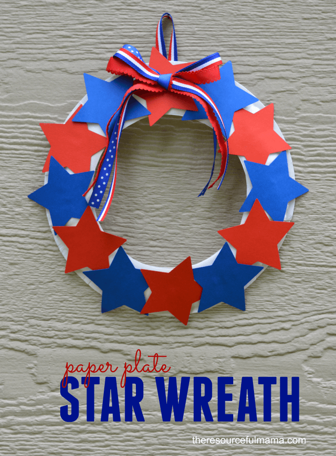 Paper Plate Star Wreath + 50 Festive Memorial Day BBQ Ideas...creative ways to kick-off summer and celebrate our freedom while remembering our fallen heroes!