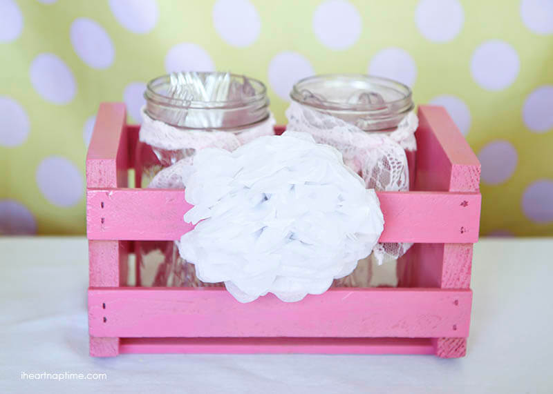 Tissue flower on a crate