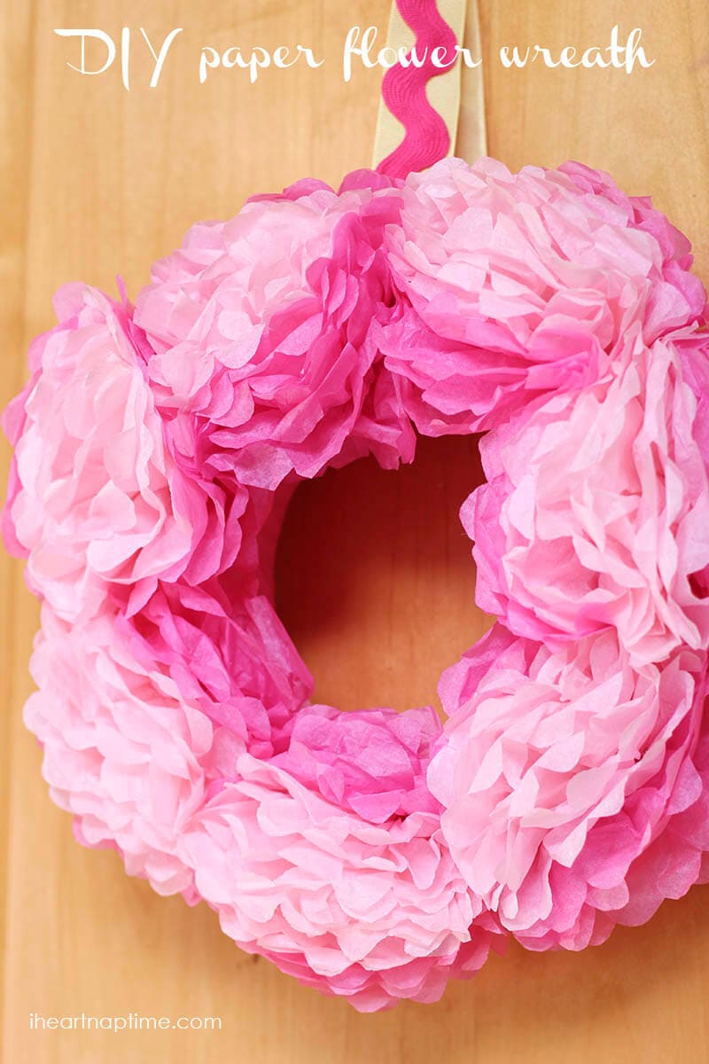 DIY tissue paper flower wreath