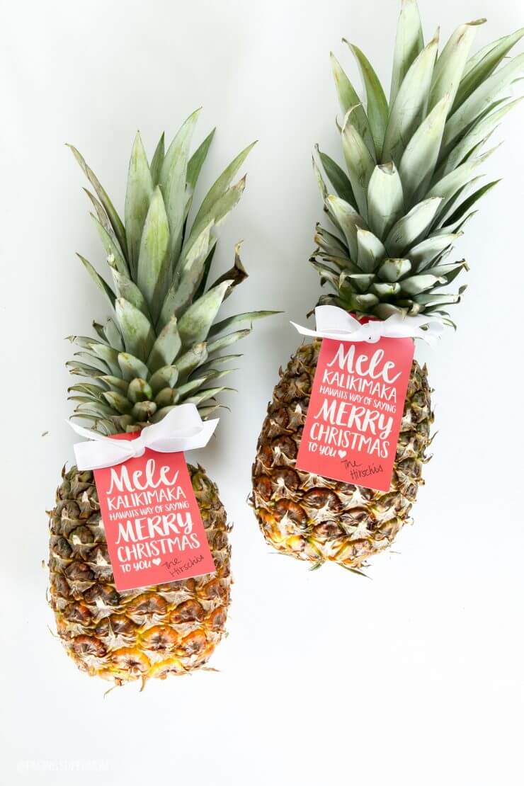 We're channeling the spirit of Hawaii today, with a pineapple gift idea for neighbors and friends that is both easy and adorable.