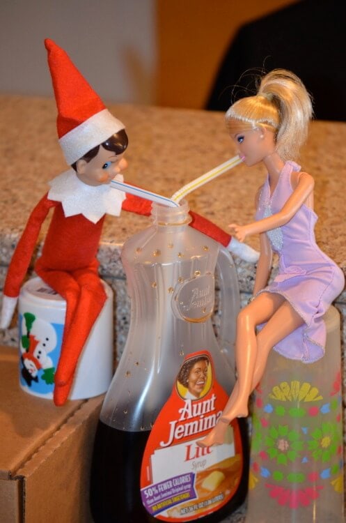 elf on shelf with barbie