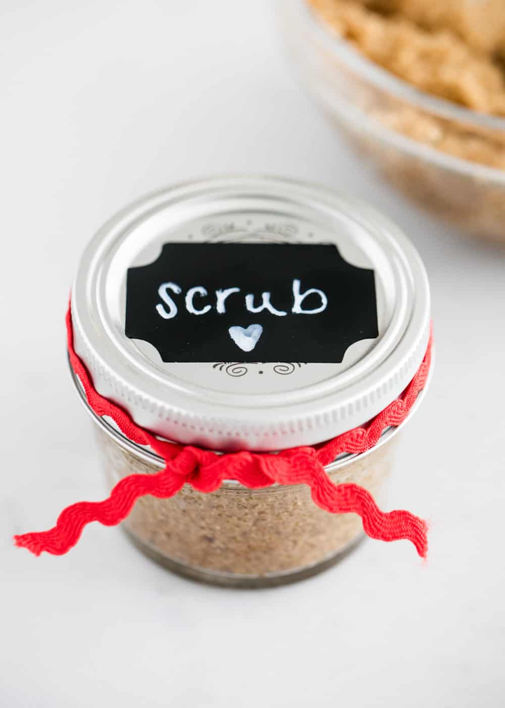 brown sugar scrub in a glass jar