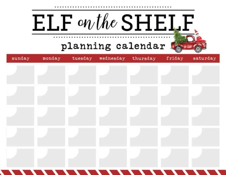 FREE Elf on the Shelf Calendar and Checklist I Heart Naptime