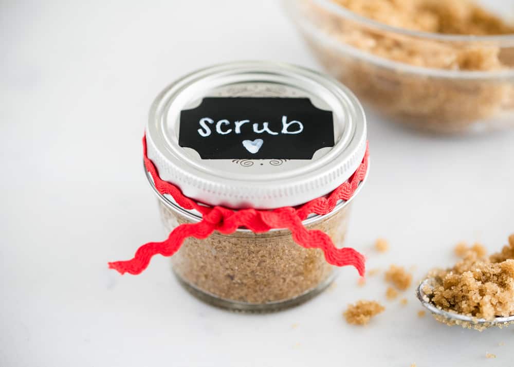 brown sugar scrub in a jar