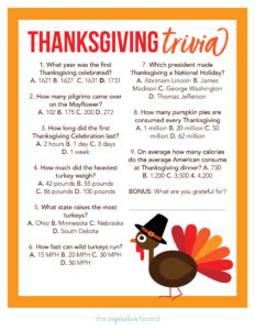 Thanksgiving Trivia (FREE Printable) - The Inspiration Board