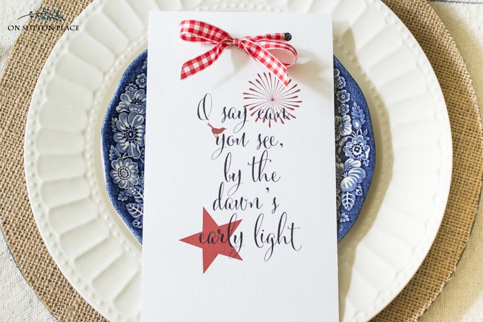 Patriotic place setting and card