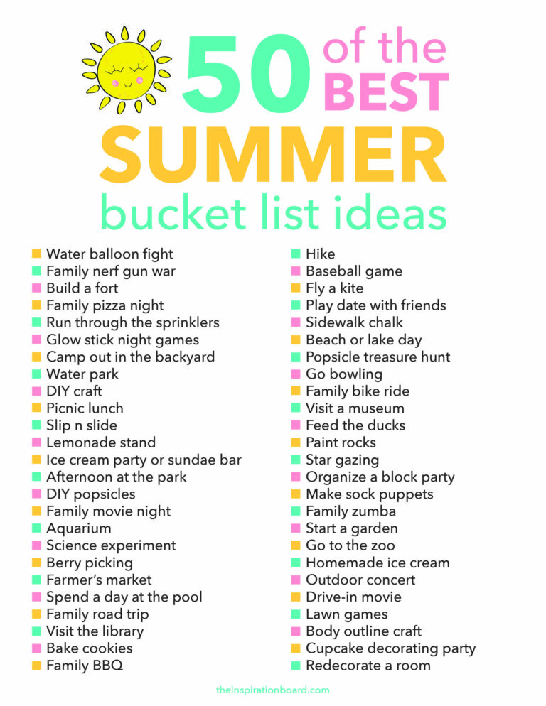 Free Summer Bucket List Printable - The Inspiration Board