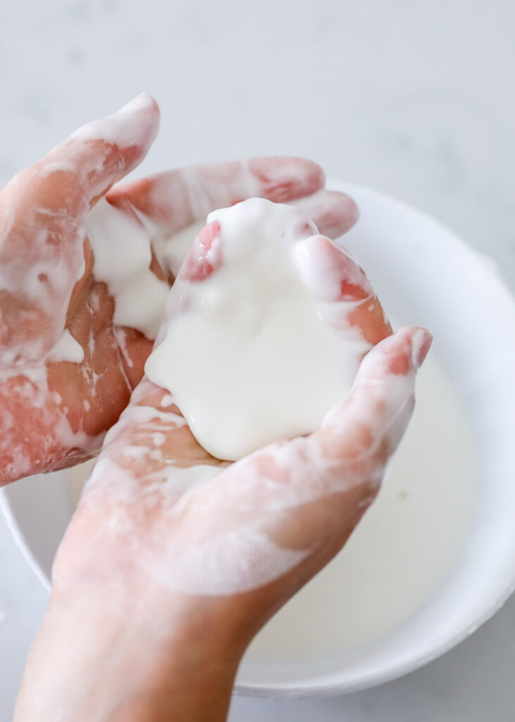 oobleck in hands