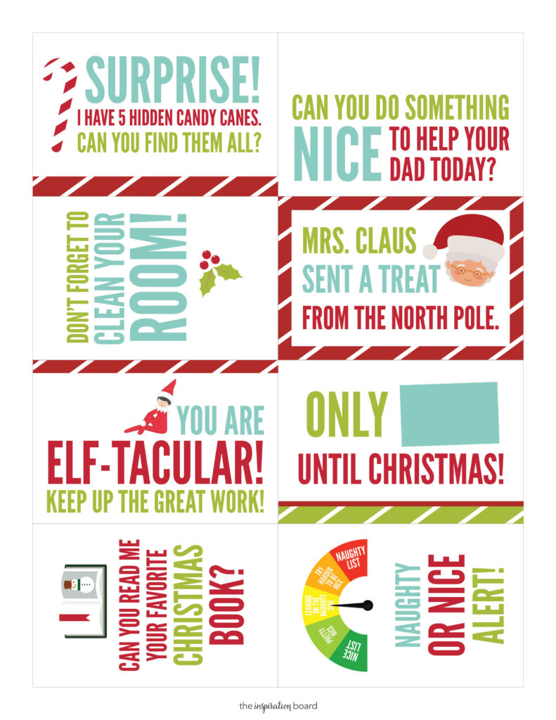 FREE Printable Elf on the Shelf Notes - The Inspiration Board