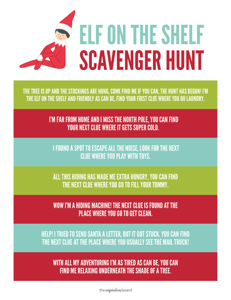 Free Printable Elf Scavenger Hunt vlr.eng.br