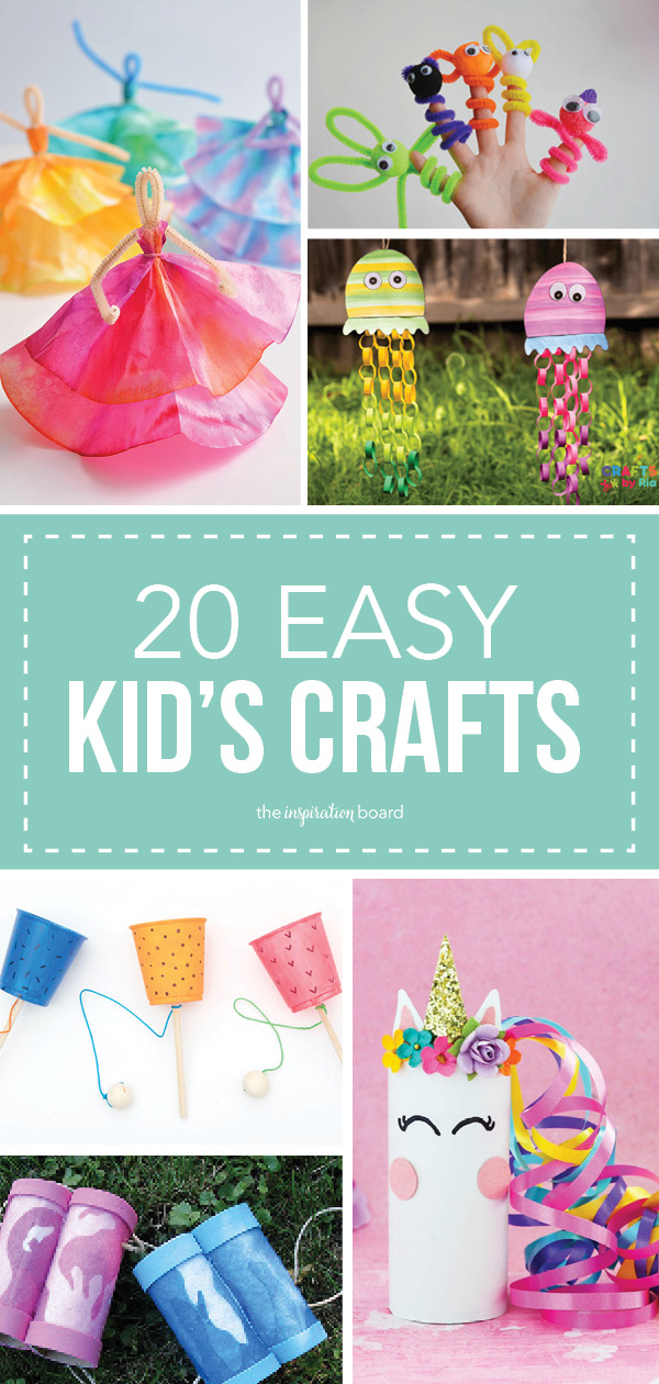 20 Easy Kid's Crafts vertical collage