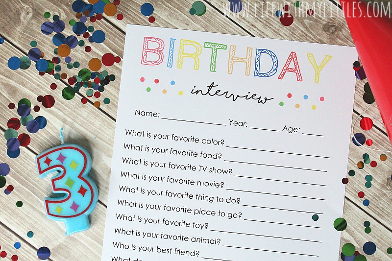 Birthday Interview Printable