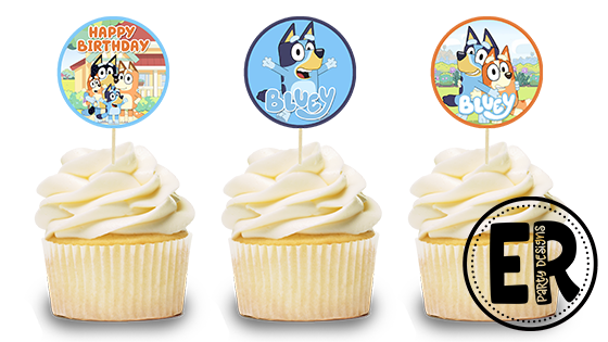 Bluey printable cupcake birthday toppers