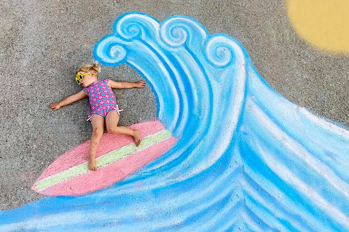 Surfing Chalk Art
