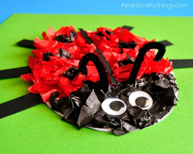 These tissue paper crafts prove that upcycling and using what you have at home is the perfect way to be creative! All of these DIY tissue paper crafts are perfect for kids of all ages and creativity! Tissue Paper Lady Bug Craft