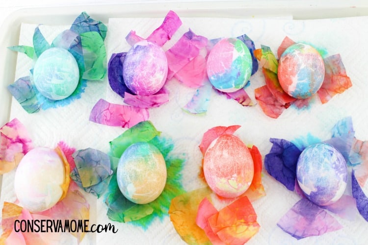 Tissue Paper Dyed Easter Eggs