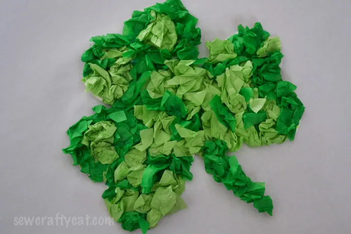 These tissue paper crafts prove that upcycling and using what you have at home is the perfect way to be creative! All of these DIY tissue paper crafts are perfect for kids of all ages and creativity! Lucky Shamrock Tissue Paper Craft