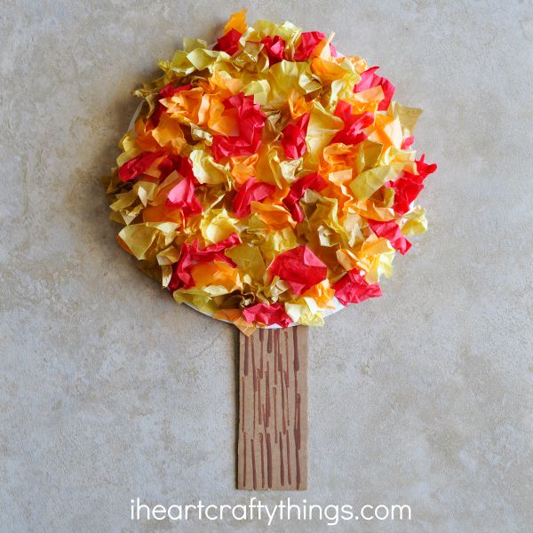 Tissue Paper Art Fall Tree Craft