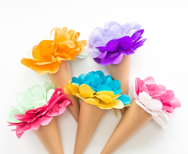 Tissue Paper Ice Cream Flowers Craft
