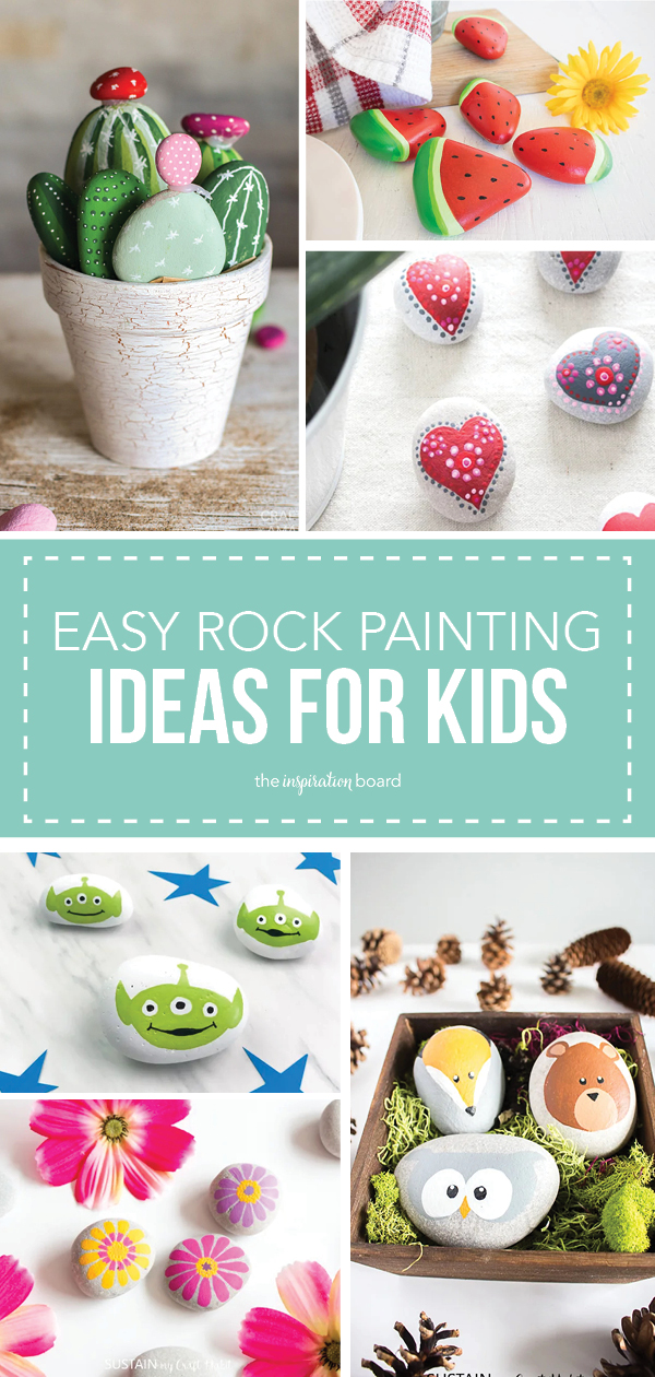 Easy Rock Painting Ideas for Kids- Vertical Collage
