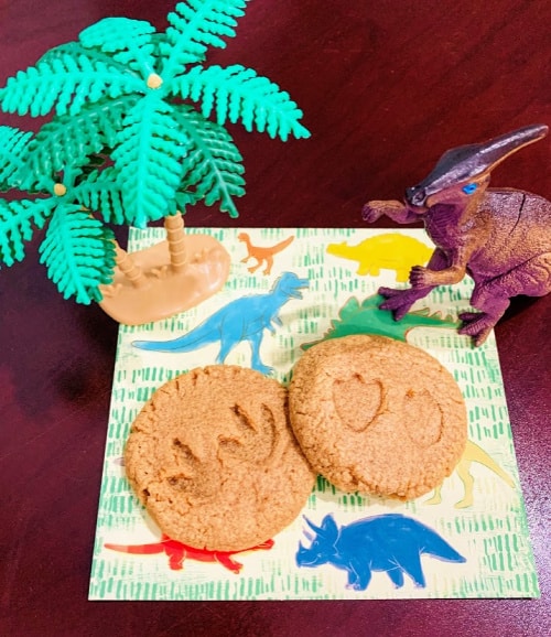 Dinosaur footprint fossil cookies for kids