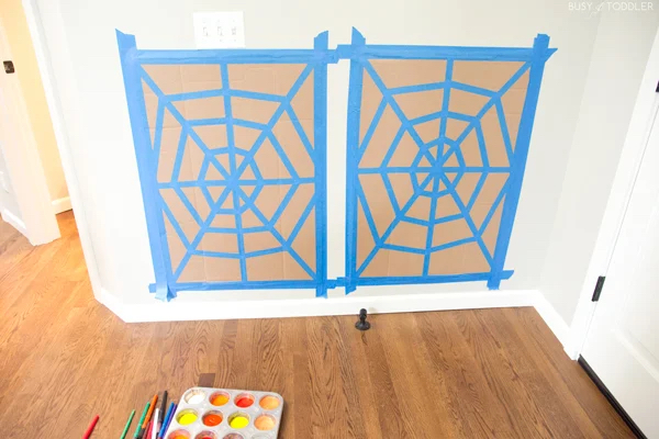 Fun Indoor Activities for Kids at Home...fantastic ideas to help keep your little ones busy all afternoon. Creative and fun activities that everyone will love. Spider Web Tape art
