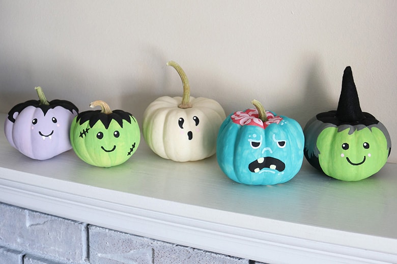 Easy Painted Monster Pumpkins
