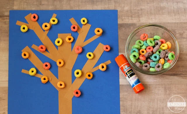 Fall Colored Cereal Tree Craft
