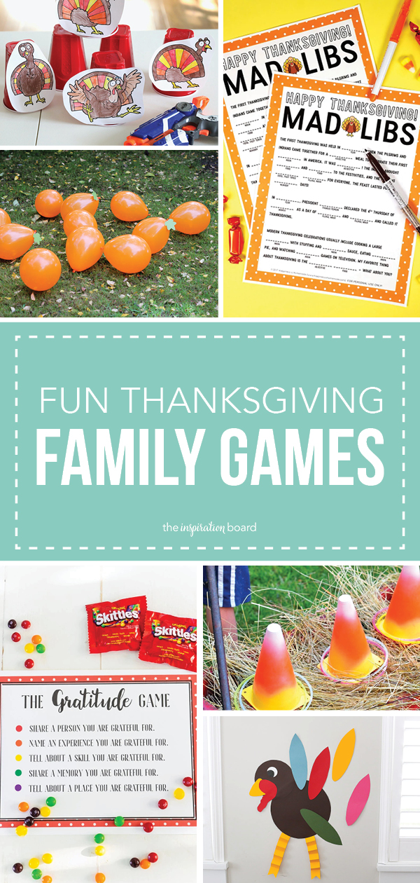 Fun Thanksgiving family Games Vertical Collage