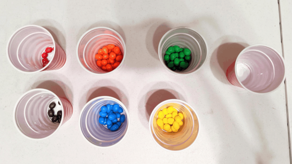 Sorting Skittles into Cups game