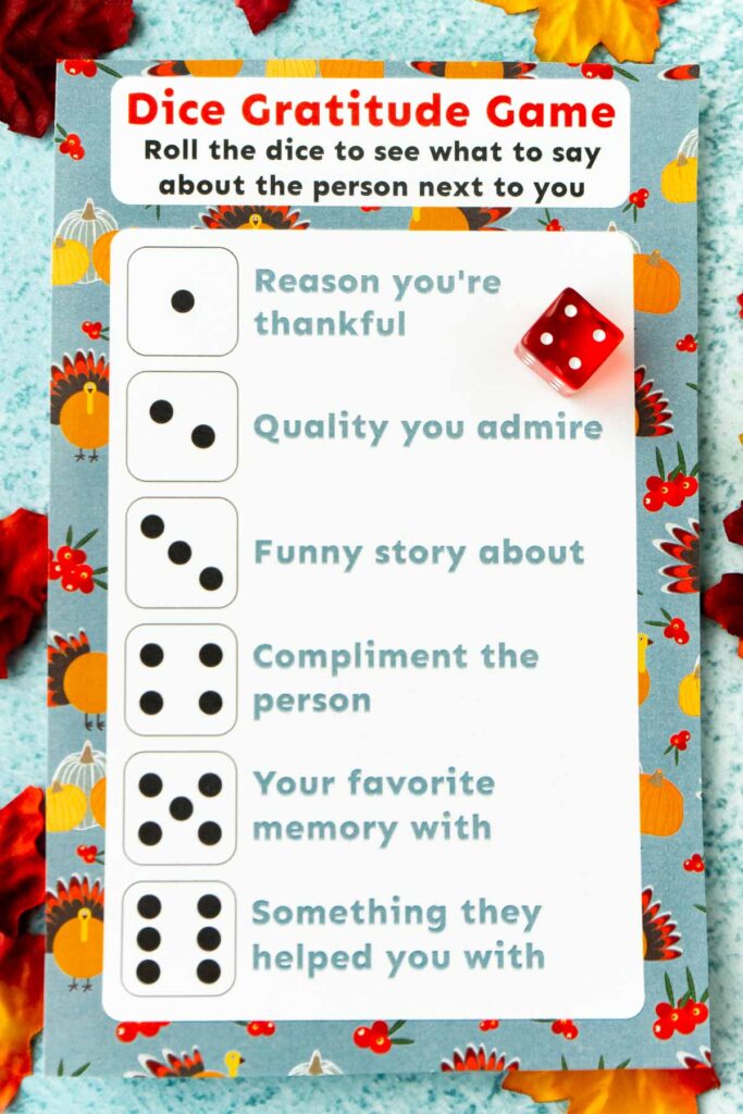 Dice Gratitude Game