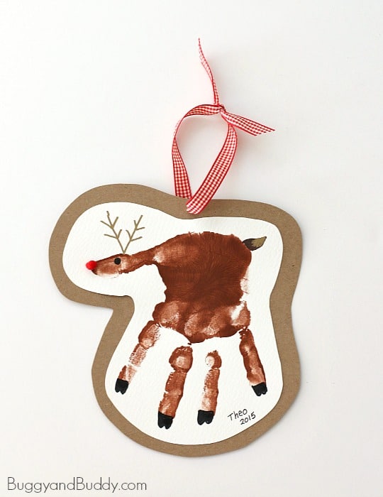 Handprint Reindeer Christmas Ornament Craft