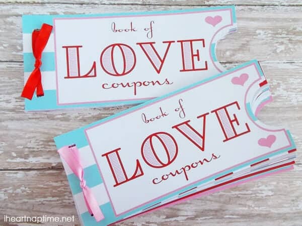 Create a cute Book of Love Coupons using pretty (and free!) printables