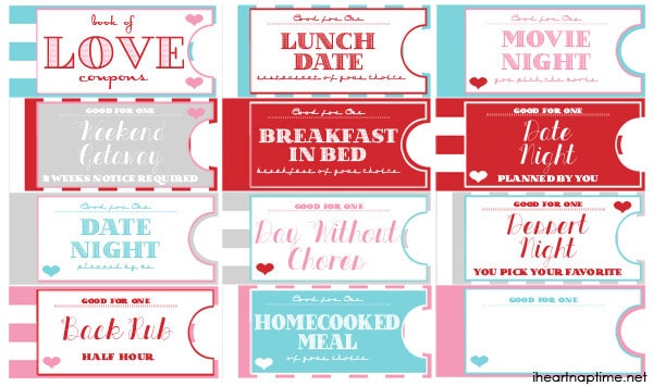 35 DIY Printable Love Coupons Book Perfect Anniversary or