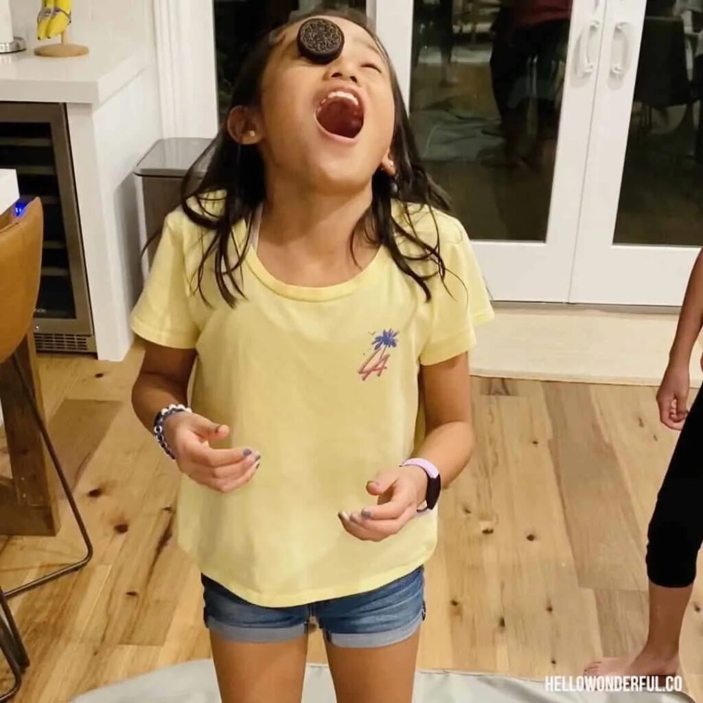 Oreo Cookie on Face- Minute to Win it Game