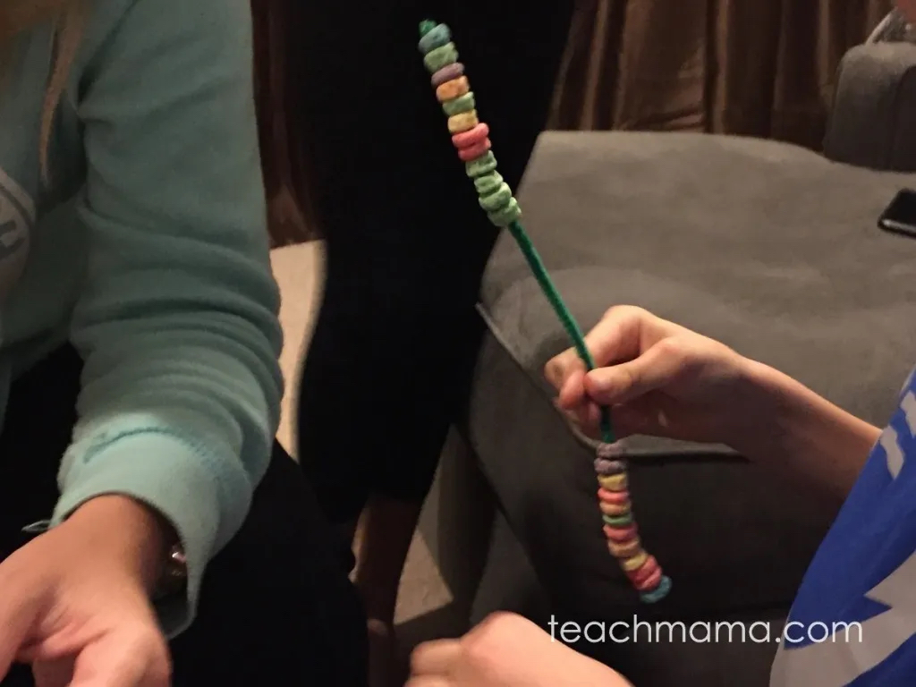 Fruit Loops on Pipe Cleaner- Minute to Win it Game