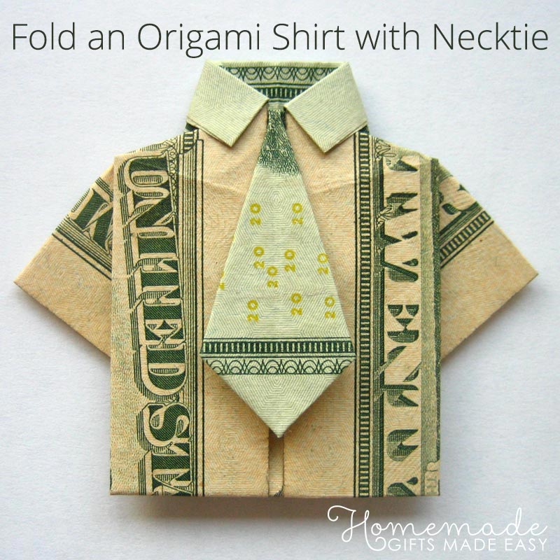Money origami shirt on counter.